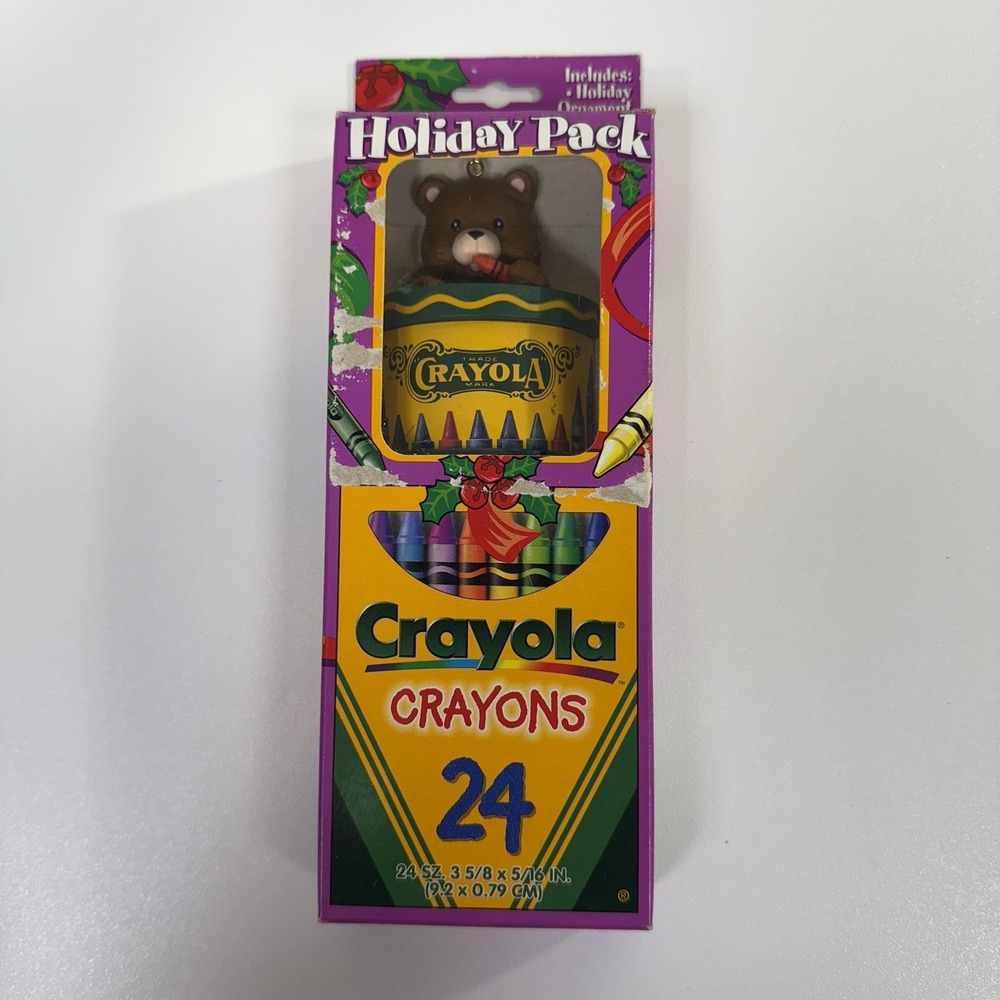 Vtg Crayola‎ Crayons Holiday Pack Christmas Bear Ornament 1996 NIB Collectible - Picture 2 of 10